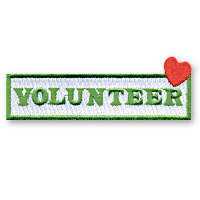 Volunteer with Heart Tab w/ Sticky Backing
