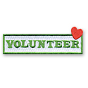 Volunteer with Heart Tab w/ Sticky Backing